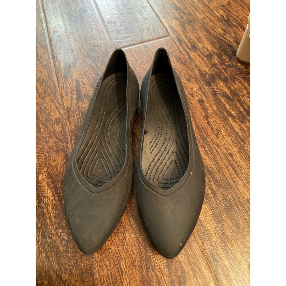 Crocs Serena Flat Black Pointed Toe Ballet Flats Womens Size 10 205468